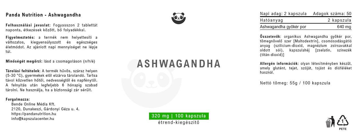 Panda Nutrition - Ashwagandha MAX (100 kapszula)
